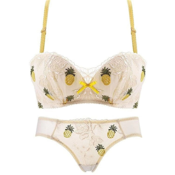 Women Lace Embroidered Bra Set