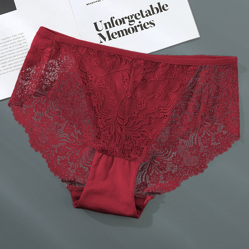 High Waist Ice Silk Lace Panties