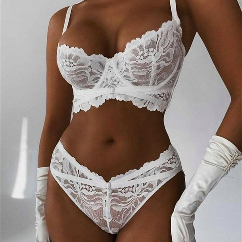 Embroidery Lace Ultra-thin Bra Set