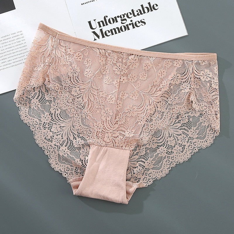 High Waist Ice Silk Lace Panties