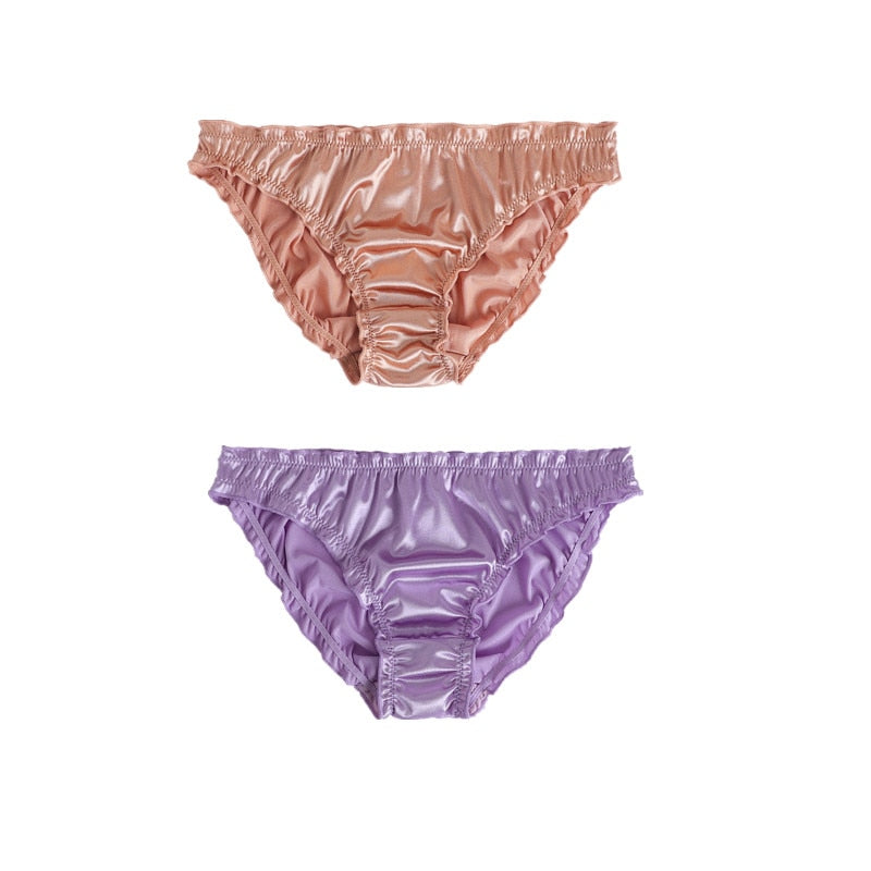 Low-Waist Ruffle Milk Silk Sexy Panties