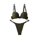 Ribbed Bra+Thongs Underwear Set