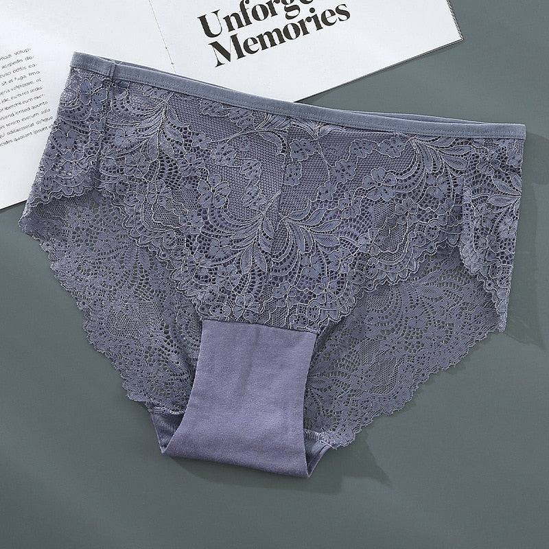 High Waist Ice Silk Lace Panties